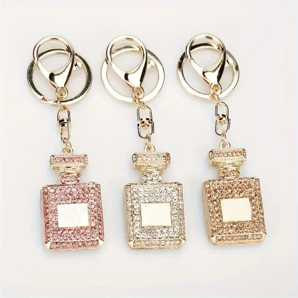 NEWHandbag Key Chain Purse Charm Perfume Bottle CZ Crystal PINK Rhinestone NWT - Picture 7 of 8